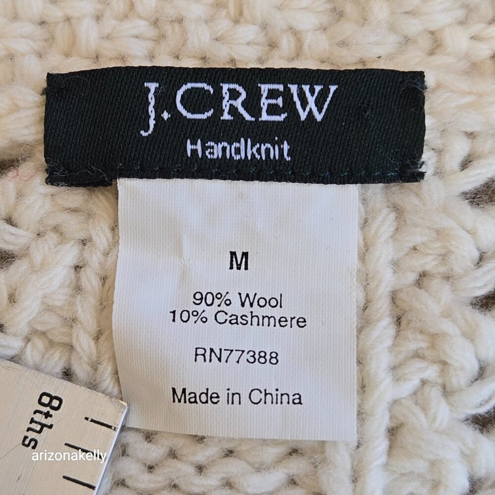 J. Crew Wool Cashmere Handknit Open Front Pointelle Cardigan Sweater - Picture 2 of 9